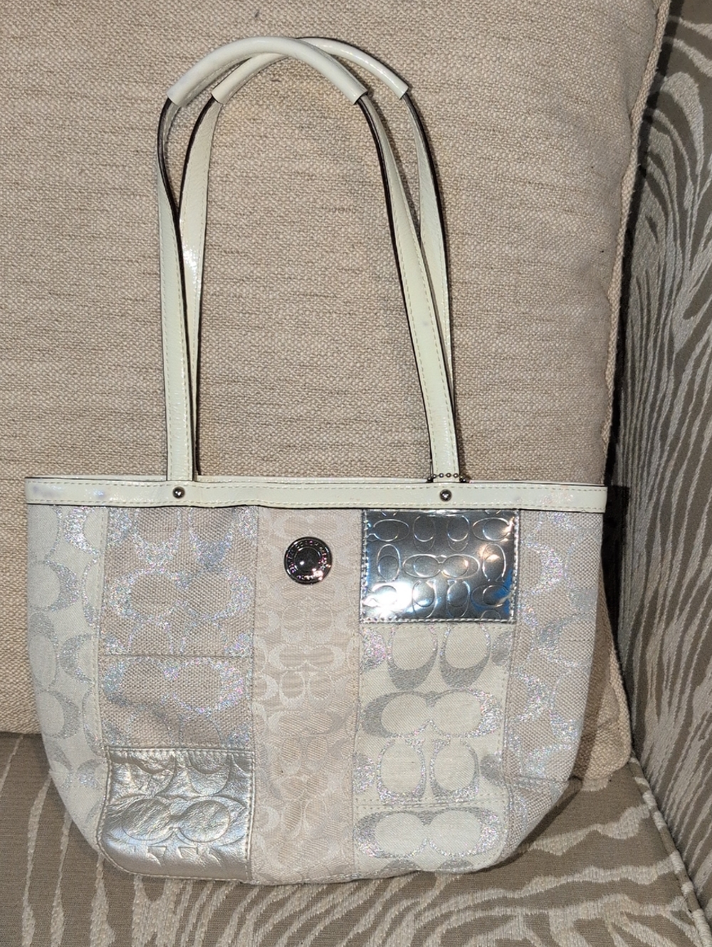2008 Coach Sig Patchwork Mini Tote # 42479 And Matching logo Mini Skinny ID Case